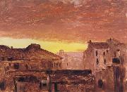 Frederic E.Church Rooftops at Sunset,Rome,Italy china oil painting reproduction